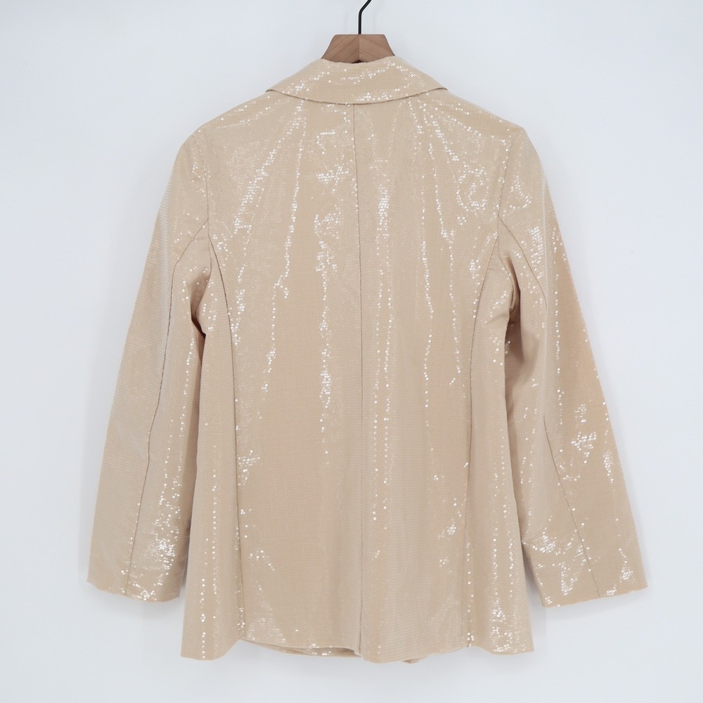 A New Day Womens Sequin Blazer Champagne Beige Long Sleeve Jacket Size M NWT - Picture 5 of 6